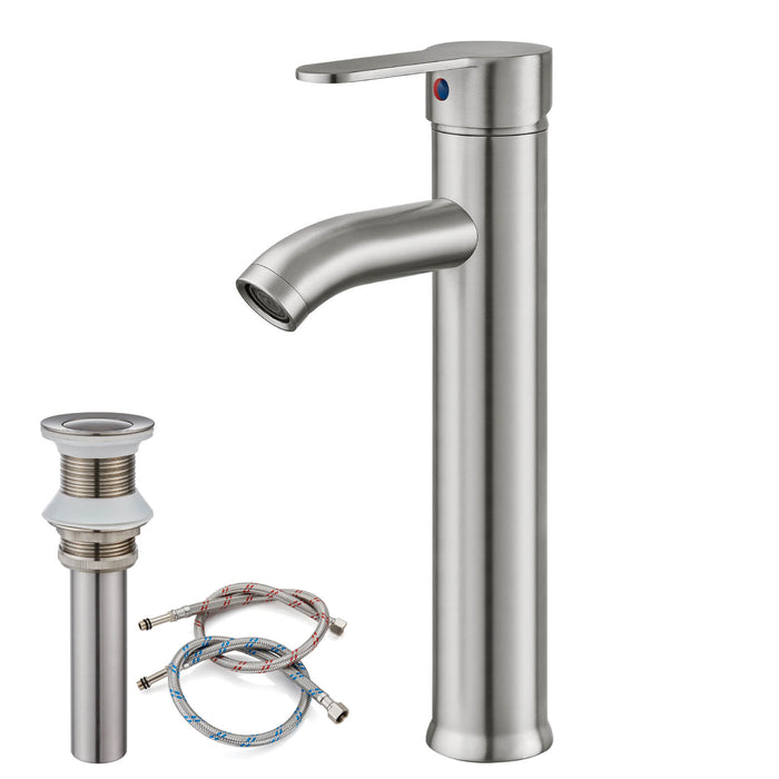 gotonovo Bathroom Vessel Sink Faucet Single Handle Lavatory Vanity Deck Mount Sink Tap with Pop Up Drain( Tall Type& Short Type)