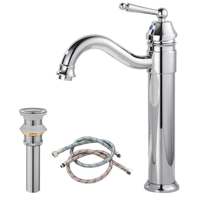Brass Single Handle Bathroom Sink Faucet Brushed Brass Long Reach Bathroom Faucet Mixer Tap Brushed Brass Pop Up Drain Without Overflow Included Hot and Cold Water