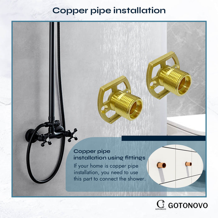 gotonovo Copper Pipe Fitting Fast Fixing Mounting Kit for Bar Shower B