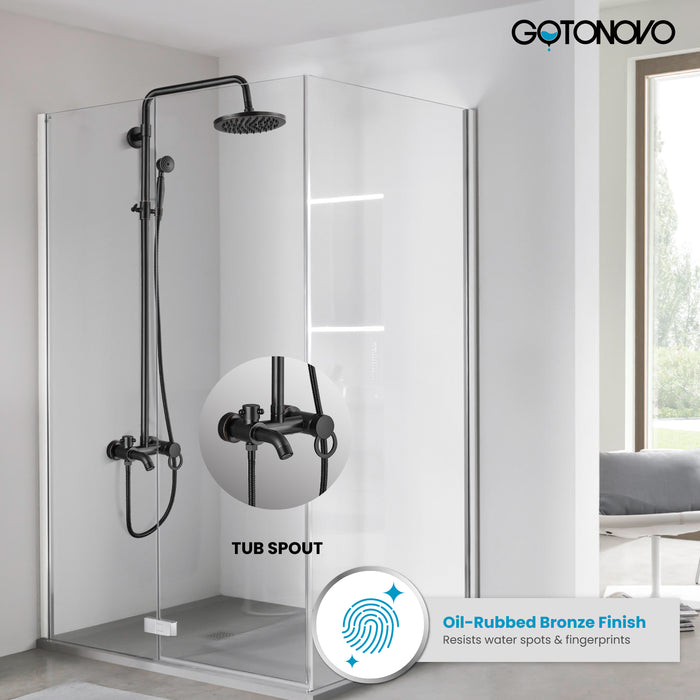 Gotonovo blootgesteld douchesysteem 8-inch regendouchekop Douchekraan met enkele handgreep en handsproeier High-end luxe 