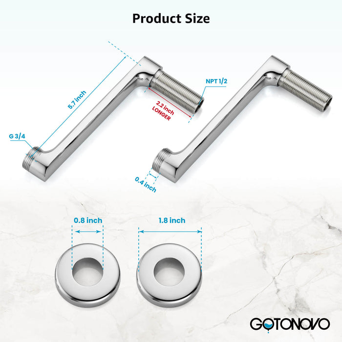 gotonovo Lengthen Clawfoot Tub Adapter 1.8 inch to 17.4 inch Adjustable Hole Distance 2.17 Inch Extended Thread Vintage Swing Arms Commercial Utility Eccentric Screw Plus Size 1 Pair