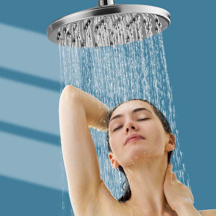 Gotonovo 8-inch Rainfall Round Shower Head Iron Nozzle High Pressure High Flow Adjustable Swivel Ball Metal Replacement For Bathroom Shower Heads