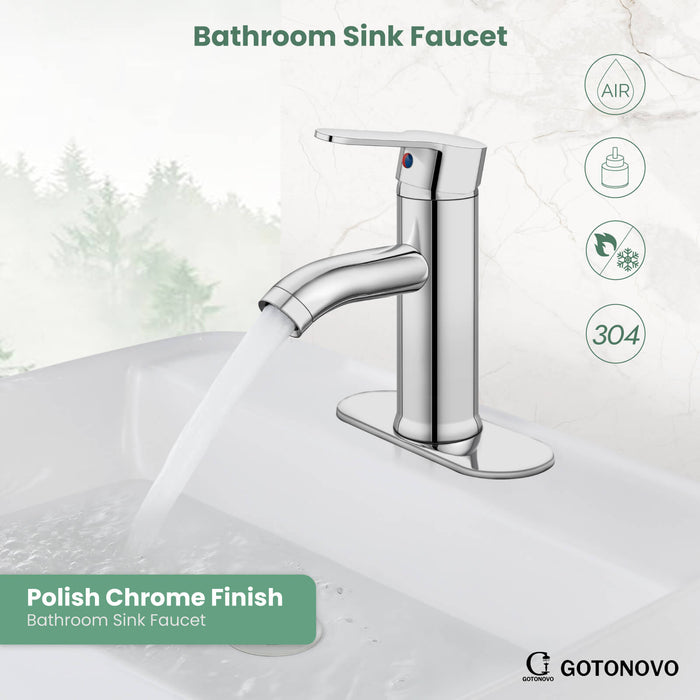 gotonovo Bathroom Vessel Sink Faucet Single Handle Lavatory Vanity Deck Mount Sink Tap with Pop Up Drain( Tall Type& Short Type)