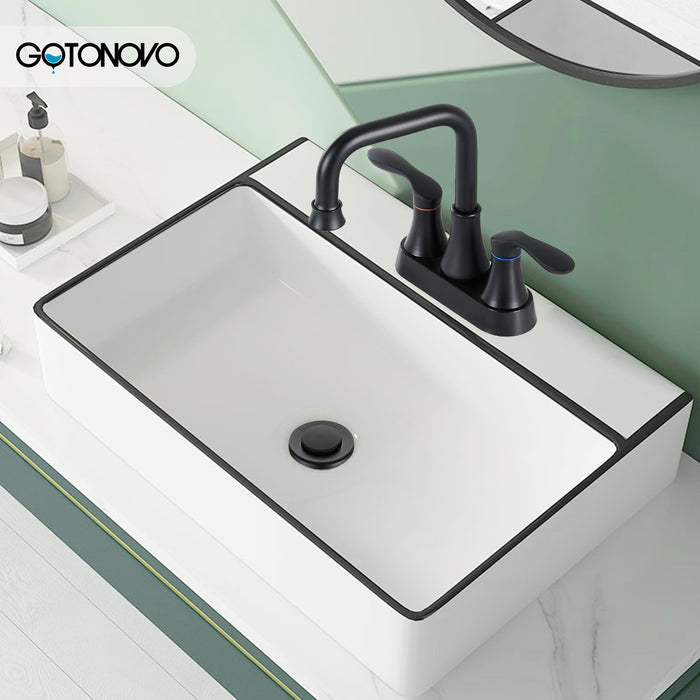 gotonovo draaibare uitloop 2 handgreep toilet badkamer wastafel kraan 4-inch centerset dek gemonteerde mengkraan met metalen pop-up afvoer overloop en kraantoevoerleidingen