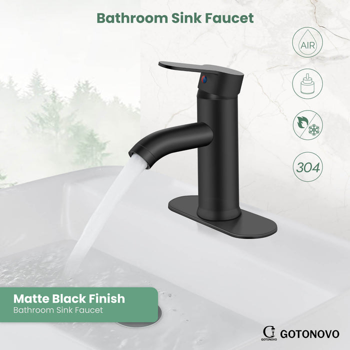 gotonovo Bathroom Vessel Sink Faucet Single Handle Lavatory Vanity Deck Mount Sink Tap with Pop Up Drain( Tall Type& Short Type)