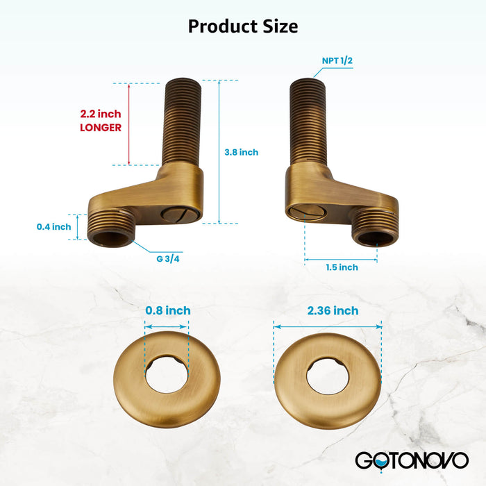 3-3/8 Inch Clawfoot Tub Adapter 2.17 Inch Extended Thread Adjustable Swing Arms Commercial Utility Eccentric Screw Plus Size 1 Pair