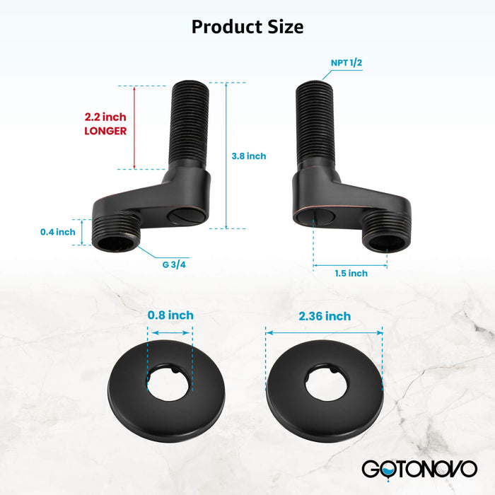 3-3/8 Inch Clawfoot Tub Adapter 2.17 Inch Extended Thread Adjustable Swing Arms Commercial Utility Eccentric Screw Plus Size 1 Pair