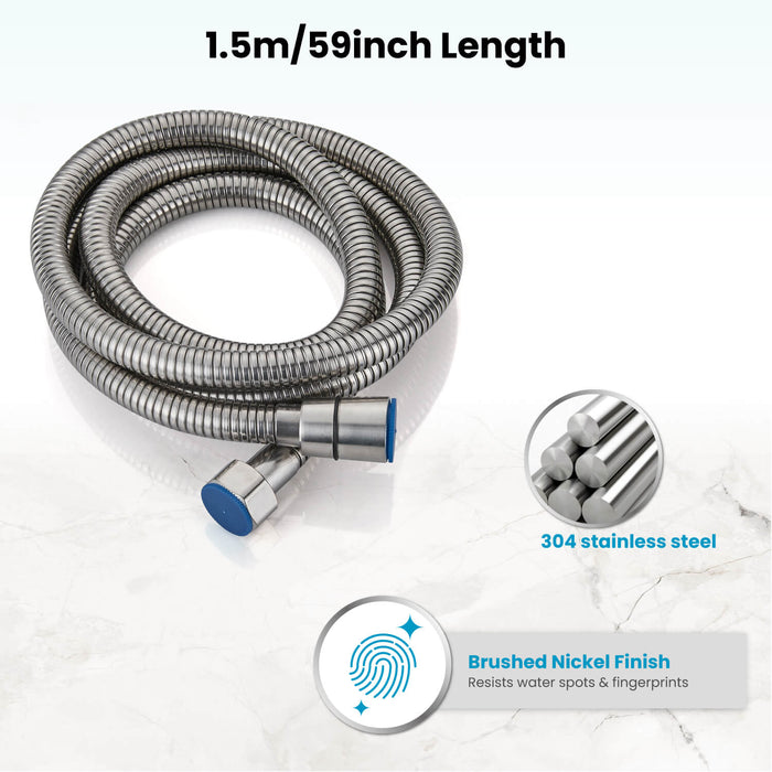 Gotonovo 304 Stainless Steel Replacement Shower Hose with Rubber Washer,Explosion-Proof（1.5m/ 1.8m hose length）