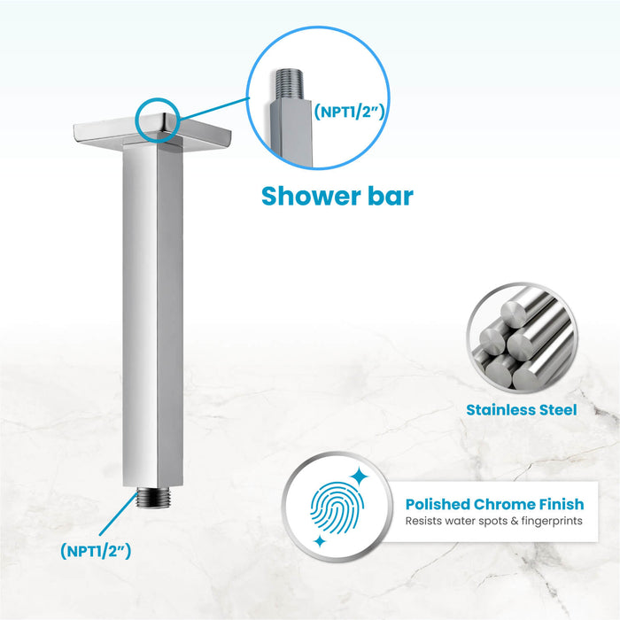 Gotonovo Ceiling Mount Shower Components Shower Arm of Stainless Steel body With Flange(Arm Length 20cm&30cm )
