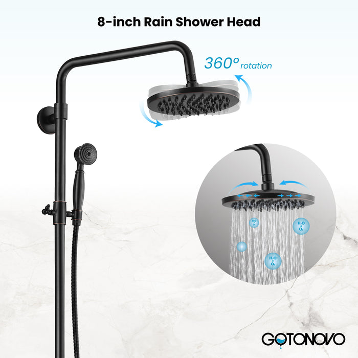 Gotonovo Exposed Shower System 8 Inch Rainfall Shower Head with Cylind —  gotonovo