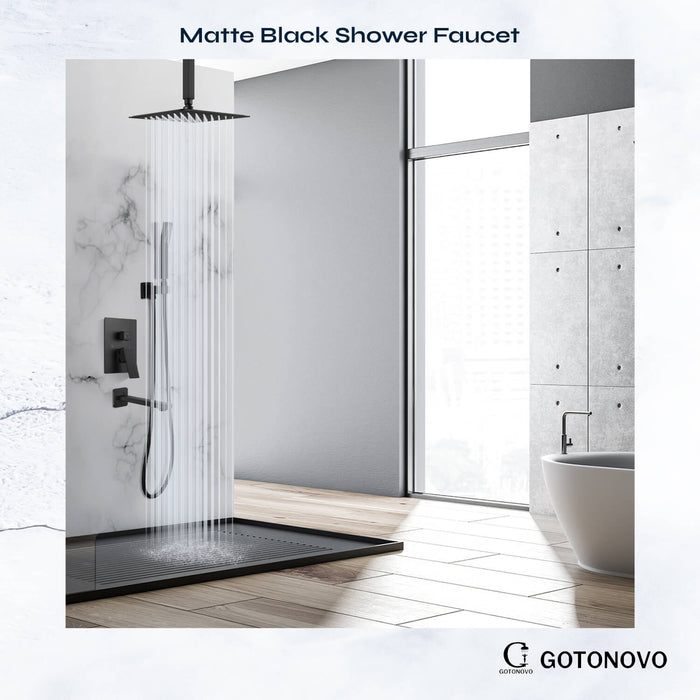 Ceiling Mount Shower System, 12-Inch Bathroom Luxury Rain Mixer Shower