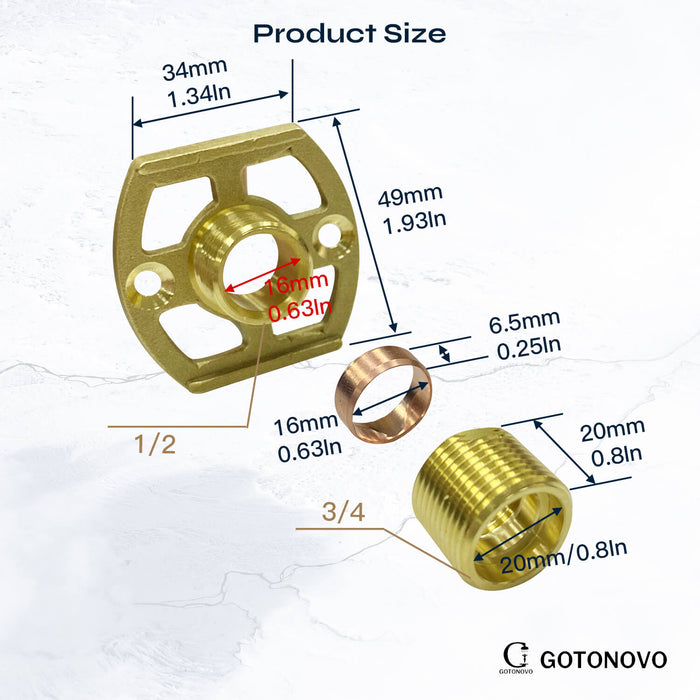 gotonovo Copper Pipe Fitting Fast Fixing Mounting Kit for Bar Shower Brass Brackets a Second Fix connection