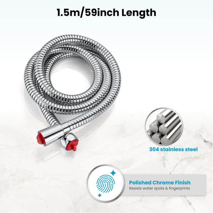 Gotonovo 304 Stainless Steel Replacement Shower Hose with Rubber Washer,Explosion-Proof（1.5m/ 1.8m hose length）