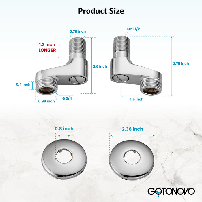 Clawfoot Tub 3-3/8 Inch Adapter Claw Foot Bathtub Kitchen Faucet Adjustable Swing Arms Commercial Utility Eccentric Screw Plus Size 1 Pair