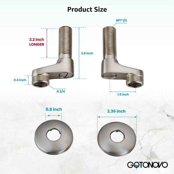 3-3/8 Inch Clawfoot Tub Adapter 2.17 Inch Extended Thread Adjustable Swing Arms Commercial Utility Eccentric Screw Plus Size 1 Pair