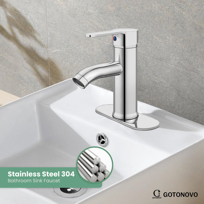 gotonovo Bathroom Vessel Sink Faucet Single Handle Lavatory Vanity Deck Mount Sink Tap with Pop Up Drain( Tall Type& Short Type)