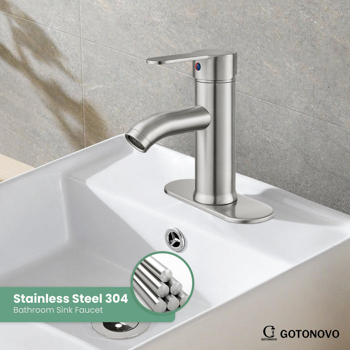 gotonovo Bathroom Vessel Sink Faucet Single Handle Lavatory Vanity Deck Mount Sink Tap with Pop Up Drain( Tall Type& Short Type)