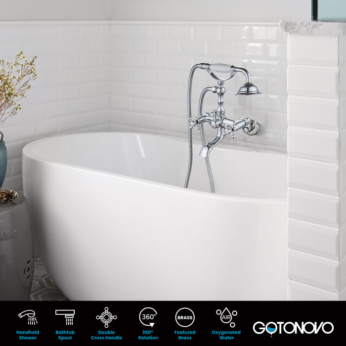 Gotonovo Clawfoot Bathtub Faucet Wall Mount with Adapter Adjustable Swing Arms