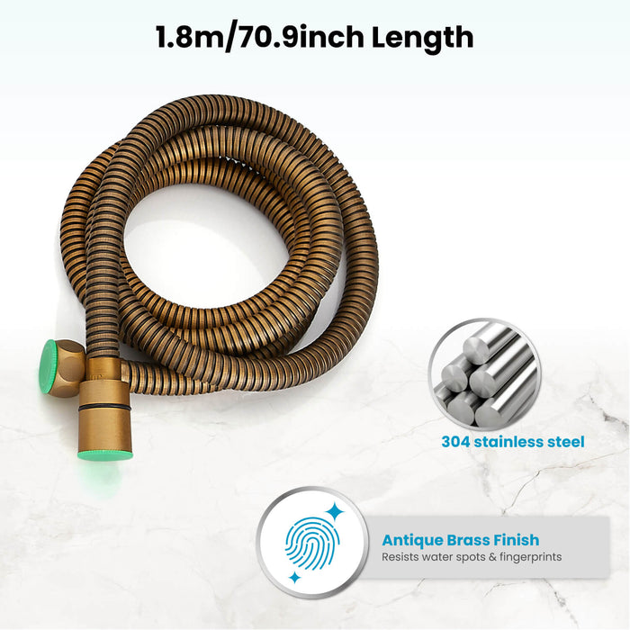 Gotonovo 304 Stainless Steel Replacement Shower Hose with Rubber Washer,Explosion-Proof（1.5m/ 1.8m hose length）