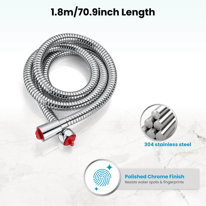 Gotonovo 304 Stainless Steel Replacement Shower Hose with Rubber Washer,Explosion-Proof（1.5m/ 1.8m hose length）