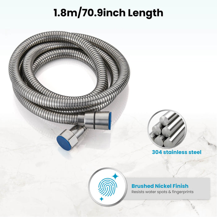 Gotonovo 304 Stainless Steel Replacement Shower Hose with Rubber Washer,Explosion-Proof（1.5m/ 1.8m hose length）