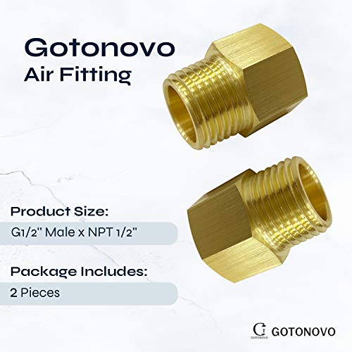 NPT 1/2 Female Thread to 1/2 Inch Male Thread Pipe Fitting Converter Adapter Solid Brass 2 Pack