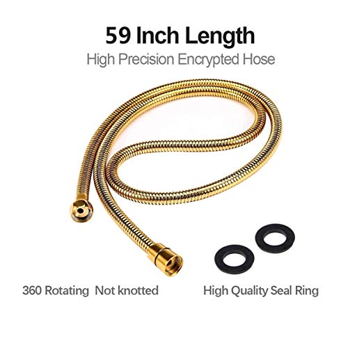 Shower Handheld Hose Polished Gold 59 Inch Solid Brass Bathroom Handheld Shower Sprayer Extension Gold For Bathroom
