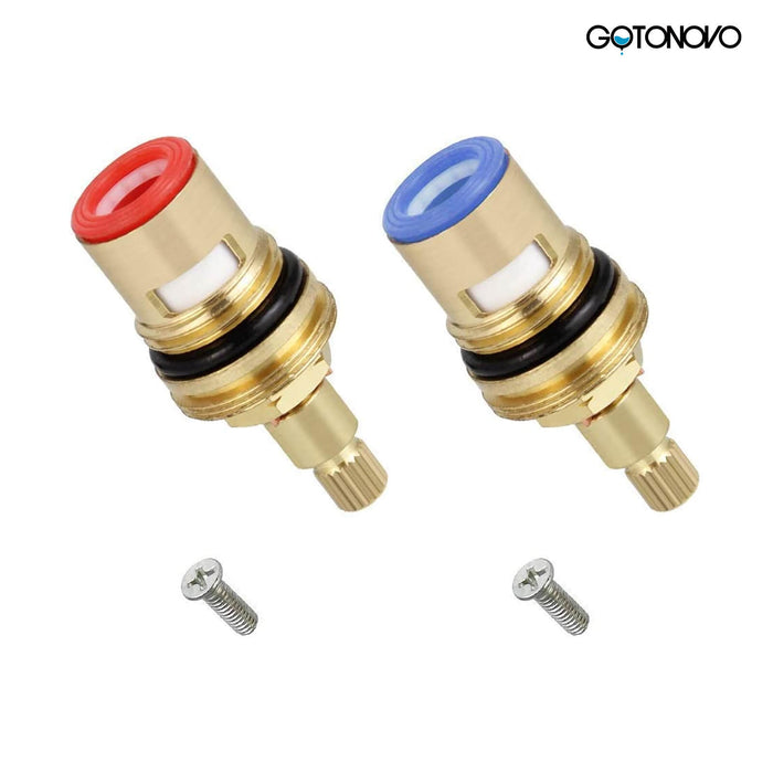 Gotonovo Ceramic Stem 20 Teeth Ceramic Disc Cartridge Replacement Brass Shower Valve for Bathroom Kitchen(1 Pair Hot & Cold)