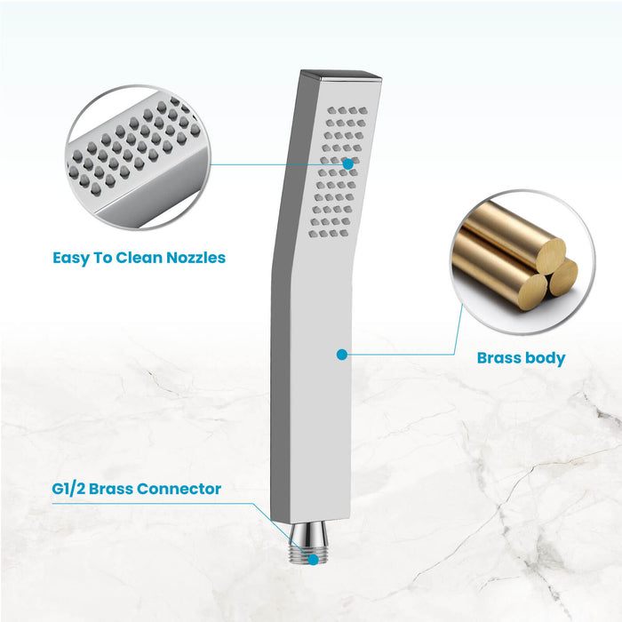 Gotonovo Brass L-Style Handheld Shower High Pressure Single Function Luxury Hand Shower