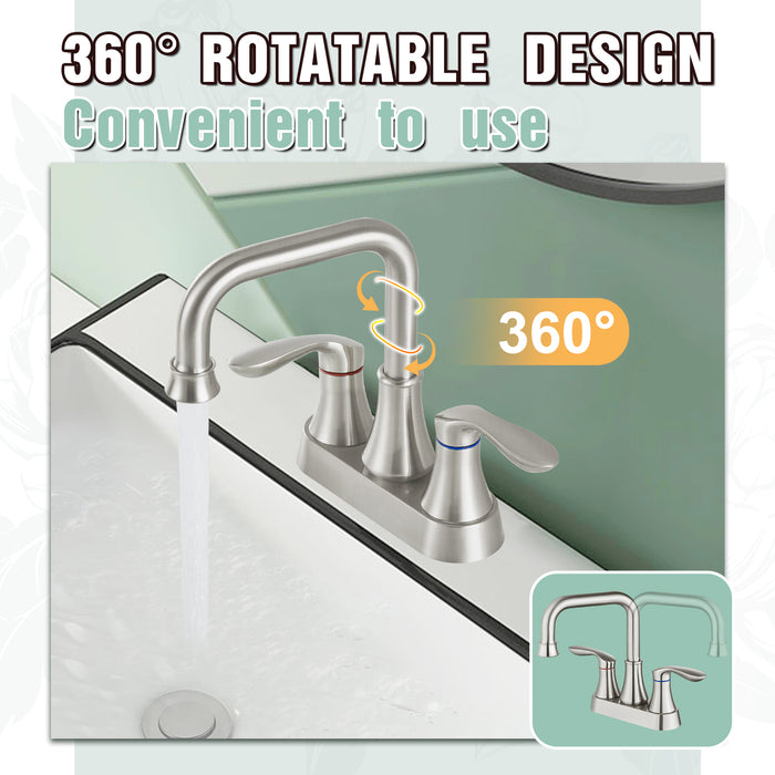 gotonovo draaibare uitloop 2 handgreep toilet badkamer wastafel kraan 4-inch centerset dek gemonteerde mengkraan met metalen pop-up afvoer overloop en kraantoevoerleidingen