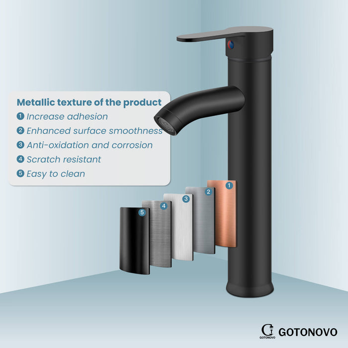 gotonovo Bathroom Vessel Sink Faucet Single Handle Lavatory Vanity Deck Mount Sink Tap with Pop Up Drain( Tall Type& Short Type)