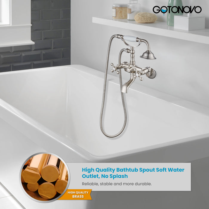 Gotonovo Clawfoot badkuipkraan wandmontage met adapter, verstelbare zwenkarmen 