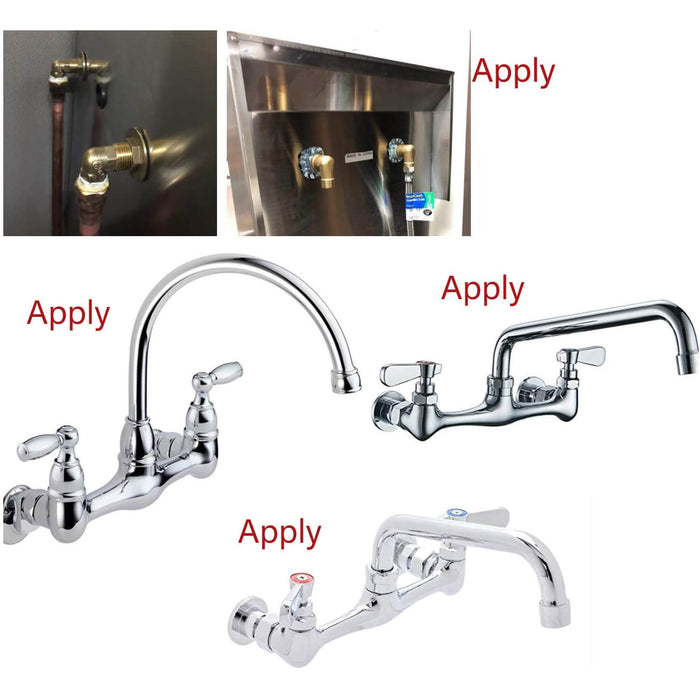 Installation Kit for Wall Mount Faucet Backsplash Mounted Faucets Connector Set for Stainless Steel Commercial Kitchen Prep Utility Sink 1/2 Inch NPT Male