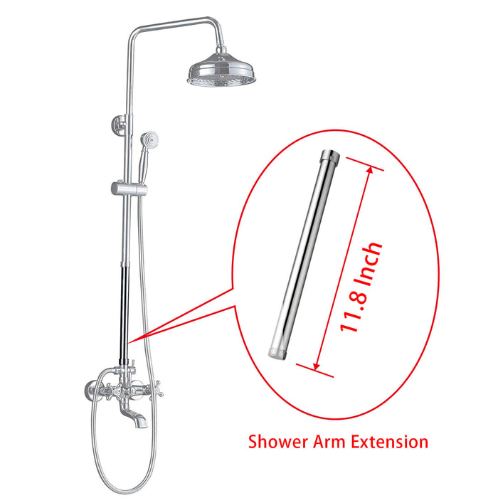 12-inch Extension Tube Shower Faucet Kit Bar for Shower System Bar Commercial