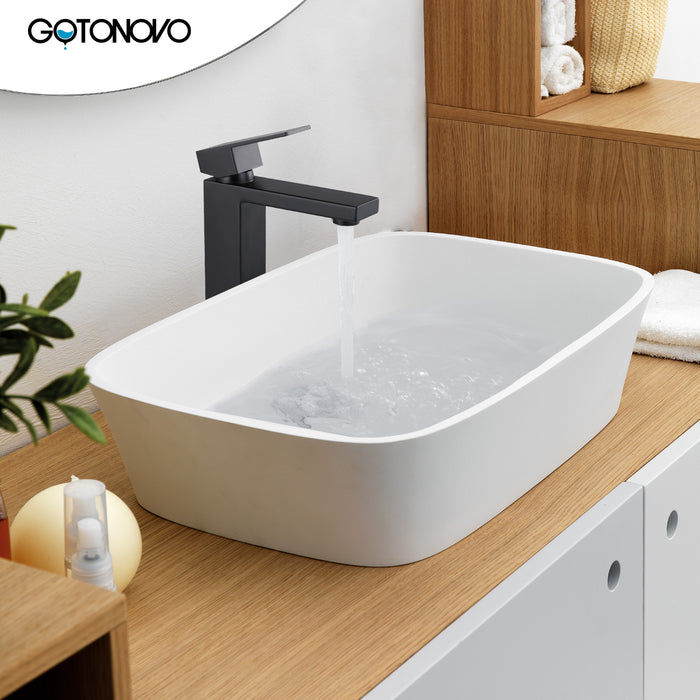 SUS304 Stainless Steel Bathroom Sink Faucet Tall Body Vessel Bowl Tap Single Handle 1 Hole Lavatory Vanity Mixer Bar Tap Tall Spout Deck Mount
