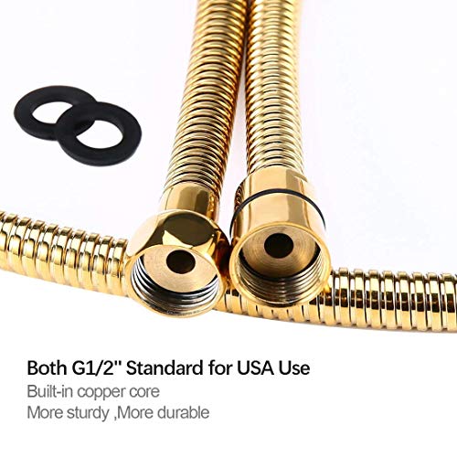 Shower Handheld Hose Polished Gold 59 Inch Solid Brass Bathroom Handheld Shower Sprayer Extension Gold For Bathroom