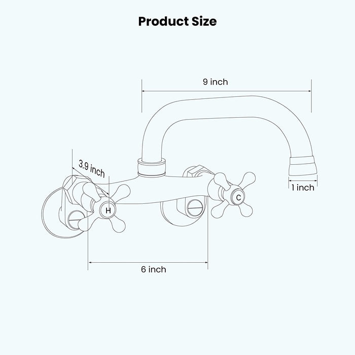 Wall Mount Faucet 6 Inch Center Kitchen Sink Taps 2 Cross Knobs Handle Victorian Commercial