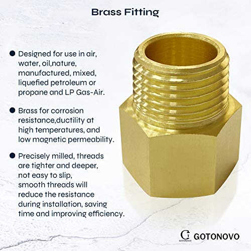 NPT 1/2 Female Thread to 1/2 Inch Male Thread Pipe Fitting Converter Adapter Solid Brass 2 Pack