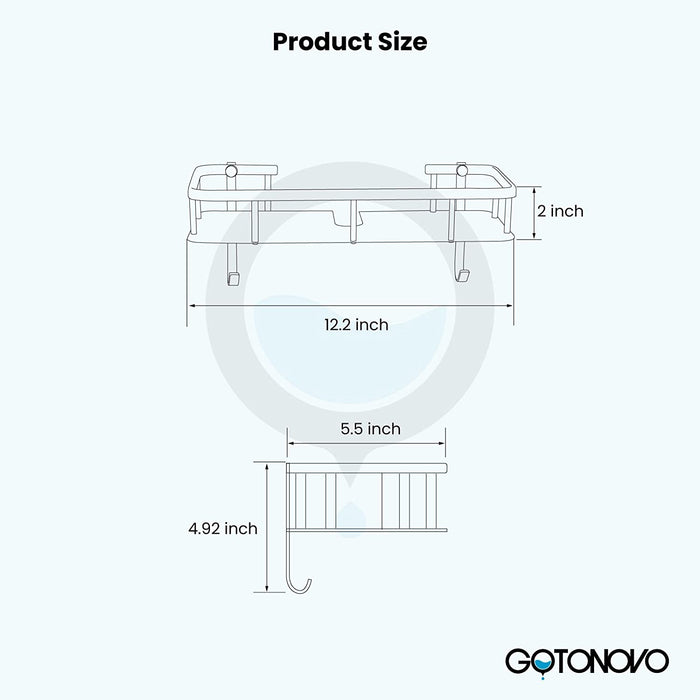 gotonovo Bathroom Shower Shelf Wall Mount Solid Brass Essential Shower