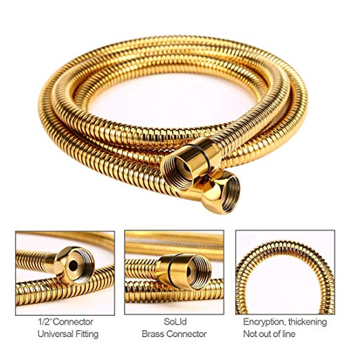 Shower Handheld Hose Polished Gold 59 Inch Solid Brass Bathroom Handheld Shower Sprayer Extension Gold For Bathroom
