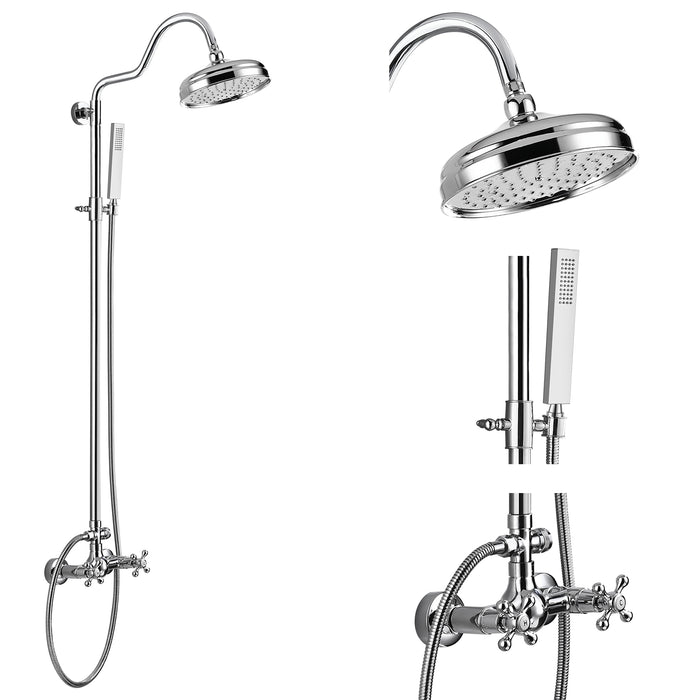 Gotonovo wandmontage zichtbare douchekraan 8 inch regendouche met handsproeier dubbele kruisgrepen dubbele functie moderne douchearmatuur