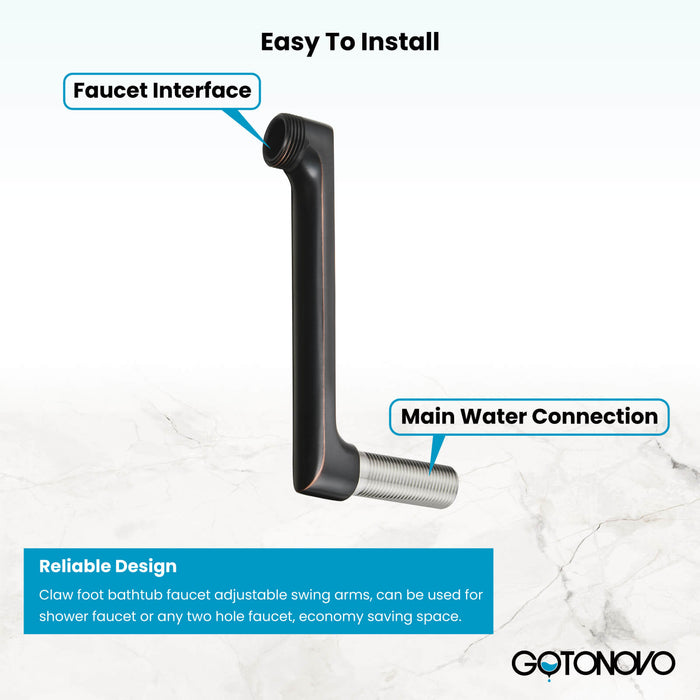 gotonovo Lengthen Clawfoot Tub Adapter 1.8 inch to 17.4 inch Adjustable Hole Distance 2.17 Inch Extended Thread Vintage Swing Arms Commercial Utility Eccentric Screw Plus Size 1 Pair