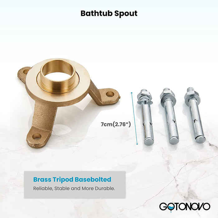 gotonovo Waterfall Freestanding Bathtub Faucet Floor Mount Tub Filler Single Handle Brass Tap with Hand Shower and 360 Degree Swivel Spout