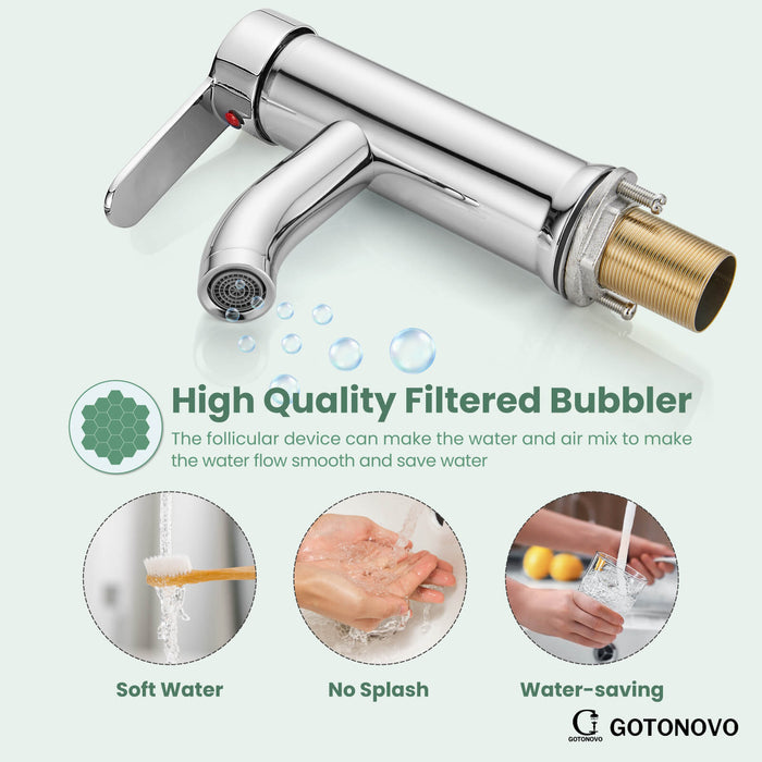 gotonovo Bathroom Vessel Sink Faucet Single Handle Lavatory Vanity Deck Mount Sink Tap with Pop Up Drain( Tall Type& Short Type)