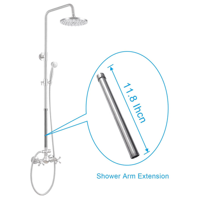 12-inch Extension Tube Shower Faucet Kit Bar for Shower System Bar Commercial
