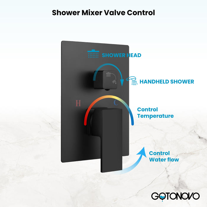 gotonovo Rain Shower Combo Set Wall Mounted  2-Function Rainfall Shower Head With Handheld Spray Rough-in Valve Body and Trim Included