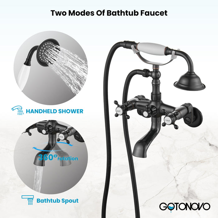 Gotonovo Clawfoot Bathtub Faucet Wall Mount with Adapter Adjustable Swing Arms