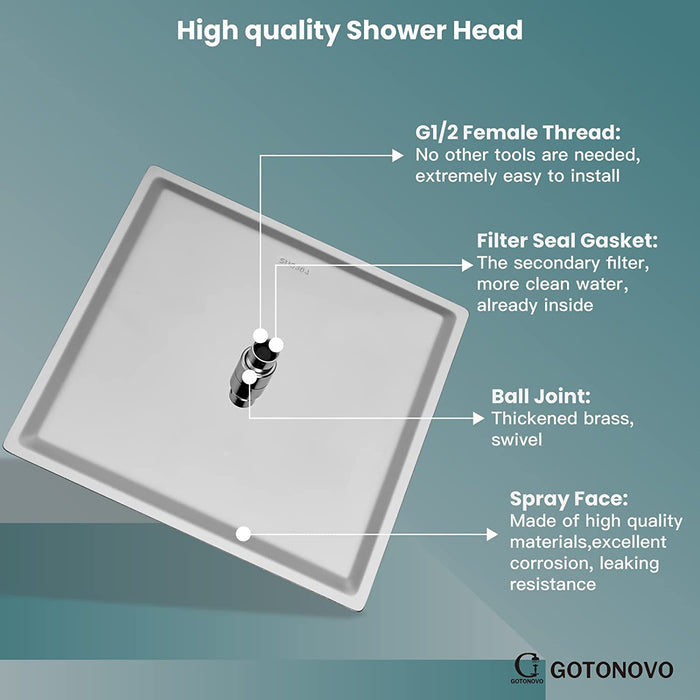gotonovo Polish Chrome Shower System with Tub Spout Mixer Shower Tub Combo Set 12 Inch 3 Function Wall Mounted Rainfall Shower Head with Handheld Shower Bathroom Luxury Rain Rough-in Valve