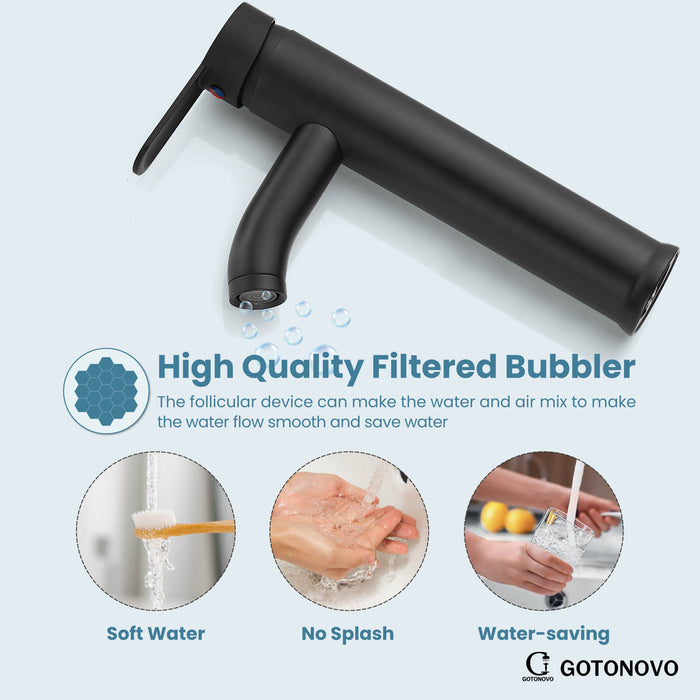 gotonovo Bathroom Vessel Sink Faucet Single Handle Lavatory Vanity Deck Mount Sink Tap with Pop Up Drain( Tall Type& Short Type)