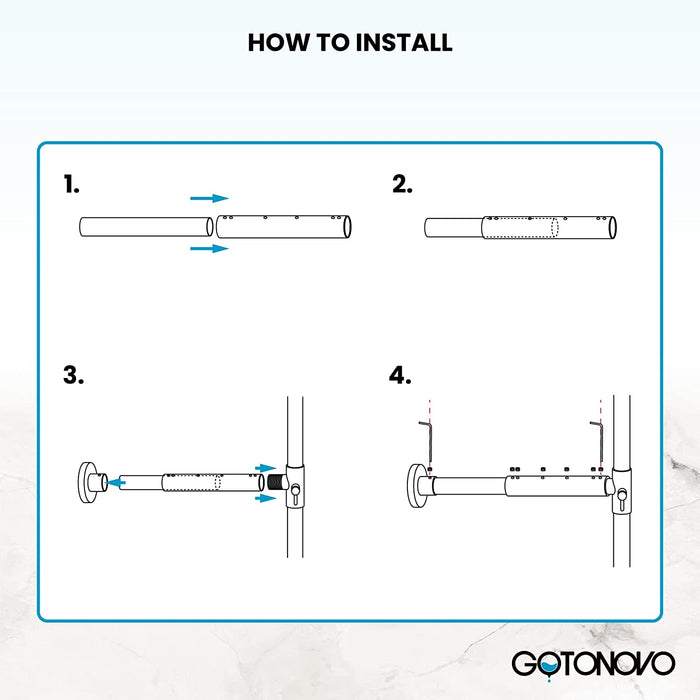 gotonovo Bathroom Shower Faucet Adjustable Rod Fittings Wall Mount Extension Tube Shower Faucet Kit Full Brass Construction